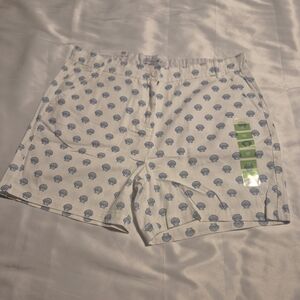 Women's White and Blue Patterned Shorts Sz 10
